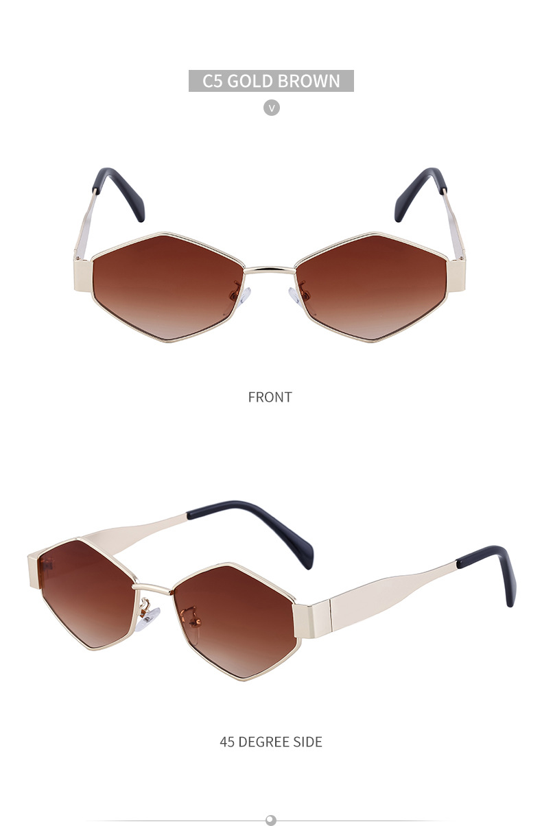 Black Metal Women's Fashion Irregular Metal Sunglasses - Trendy Wide Temple Personalized Shades Wholesale - Details 25