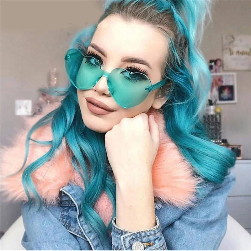 Jelly colors Frameless Heart-Shaped Sunglasses / $0.38 per pair (Wholesale Price) - View 2