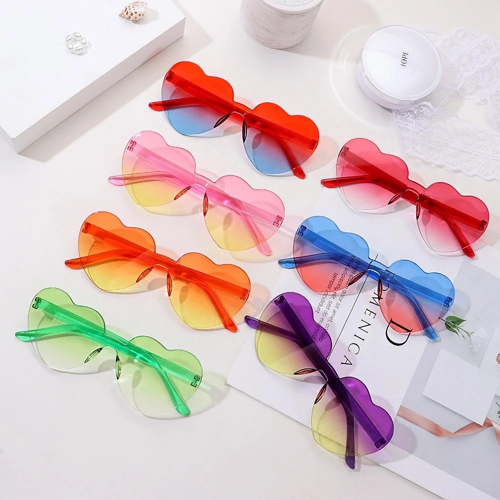 Jelly colors Frameless Heart-Shaped Sunglasses / $0.38 per pair (Wholesale Price) - View 3