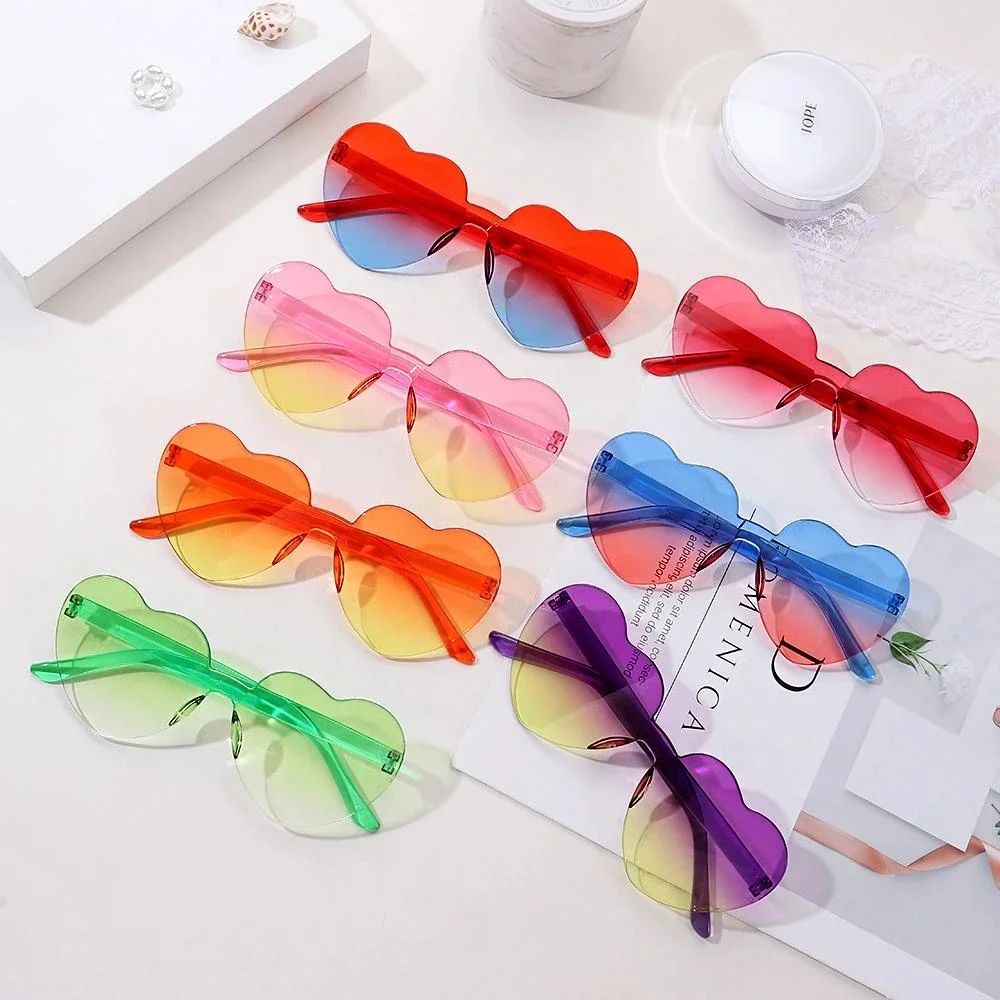 Jelly colors Frameless Heart-Shaped Sunglasses / $0.38 per pair (Wholesale Price) - View 3