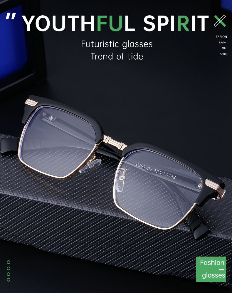 Black Metal Unisex Retro Browline Sunglasses - Polarized Square Clubmaster Sun Glasses - Details 5