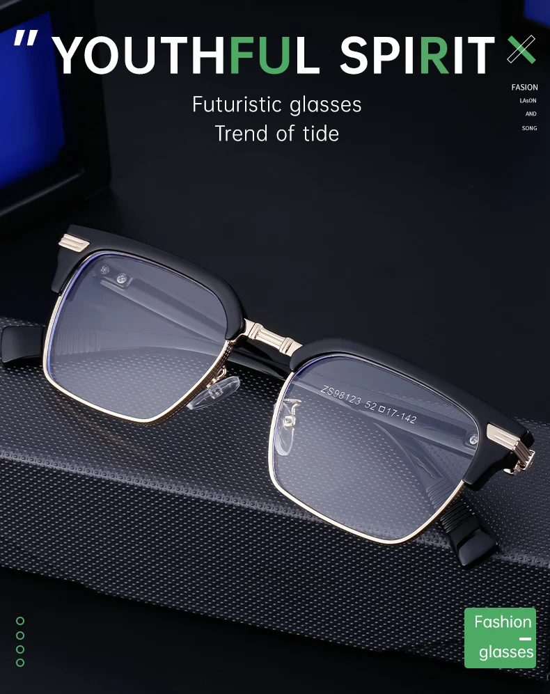 Black Metal Unisex Retro Browline Sunglasses - Polarized Square Clubmaster Sun Glasses - Details 5