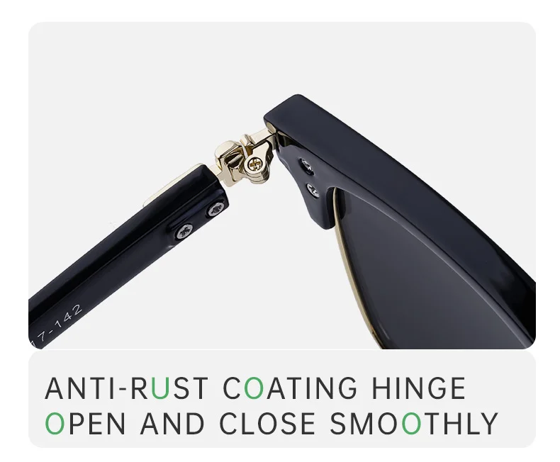 Black Metal Unisex Retro Browline Sunglasses - Polarized Square Clubmaster Sun Glasses - Details 13