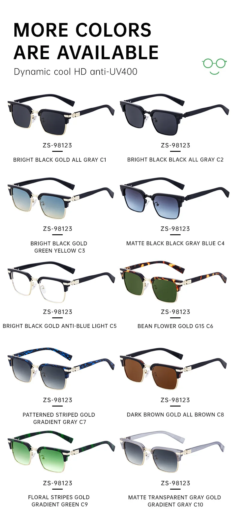 Black Metal Unisex Retro Browline Sunglasses - High-End Square Polarized Driving Glasses - Details 15