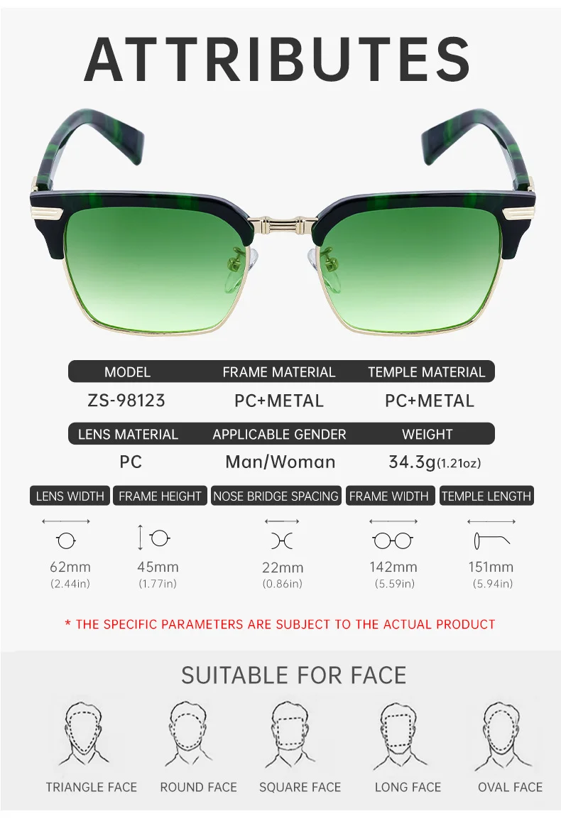 Black Metal Unisex Retro Browline Sunglasses - High-End Square Polarized Driving Glasses - Details 16