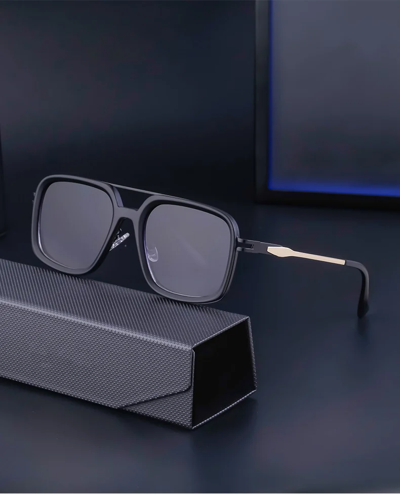 Black PC Men's Premium Retro Square Sunglasses - High-End Polarized Driving Shades Wholesale - Details 7