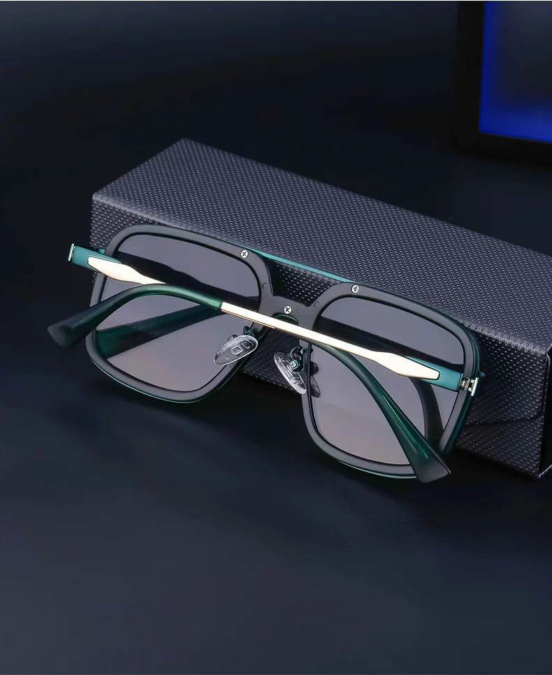 Black PC Men's Premium Retro Square Sunglasses - High-End Polarized Driving Shades Wholesale - Details 10