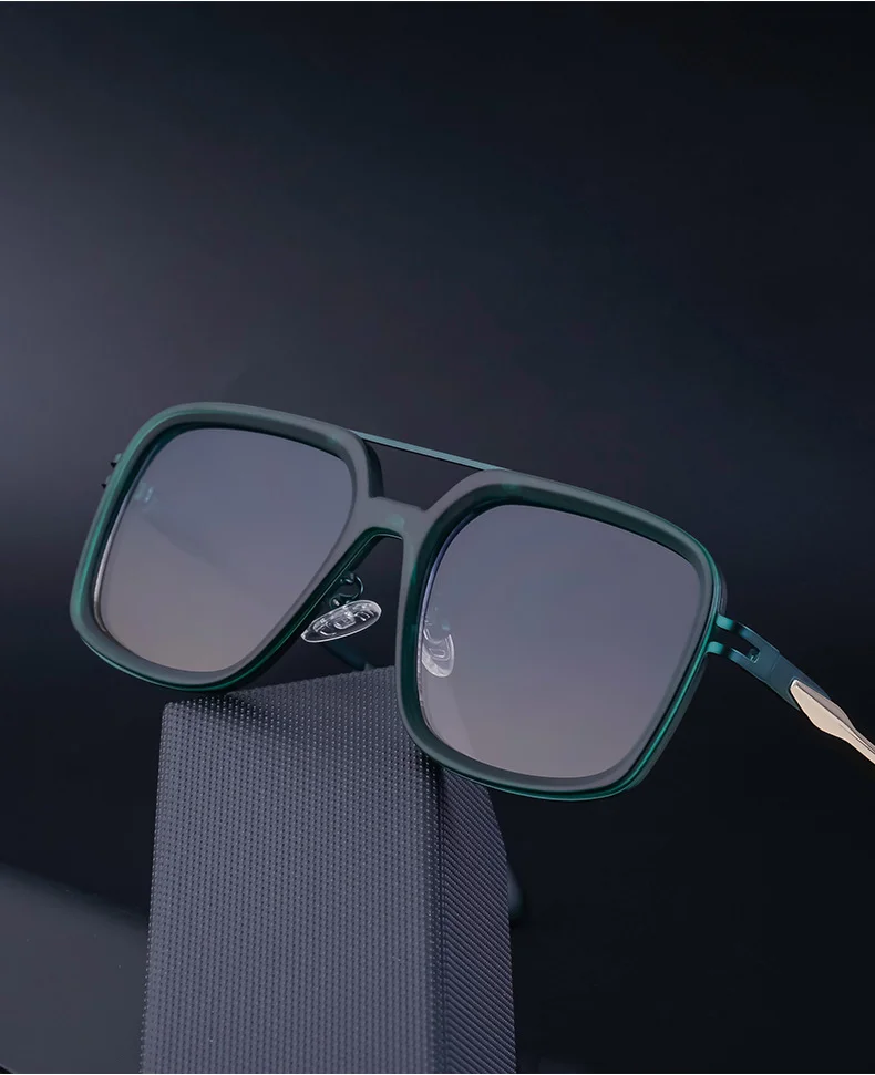 Black PC Men's Premium Retro Square Sunglasses - High-End Polarized Driving Shades Wholesale - Details 11