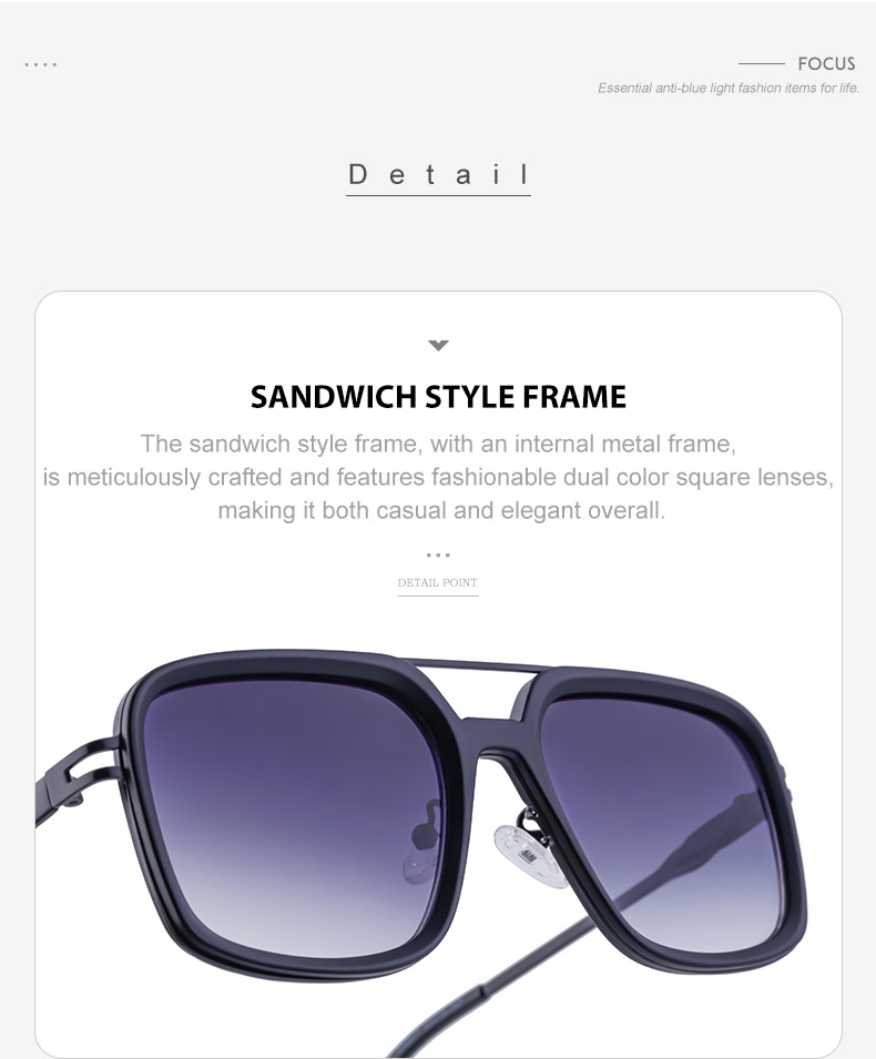 Black PC Men's Premium Retro Square Sunglasses - High-End Polarized Driving Shades Wholesale - Details 14