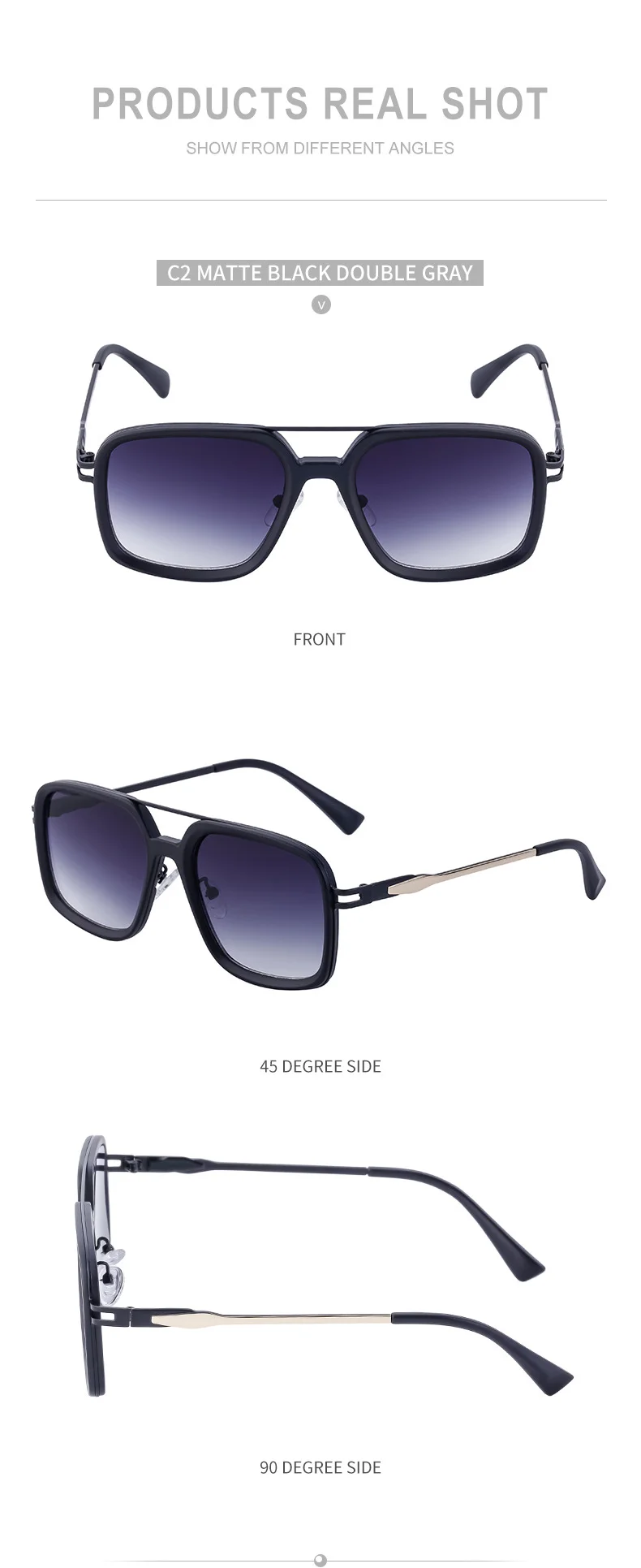 Black PC Men's Premium Retro Square Sunglasses - High-End Polarized Driving Shades Wholesale - Details 21