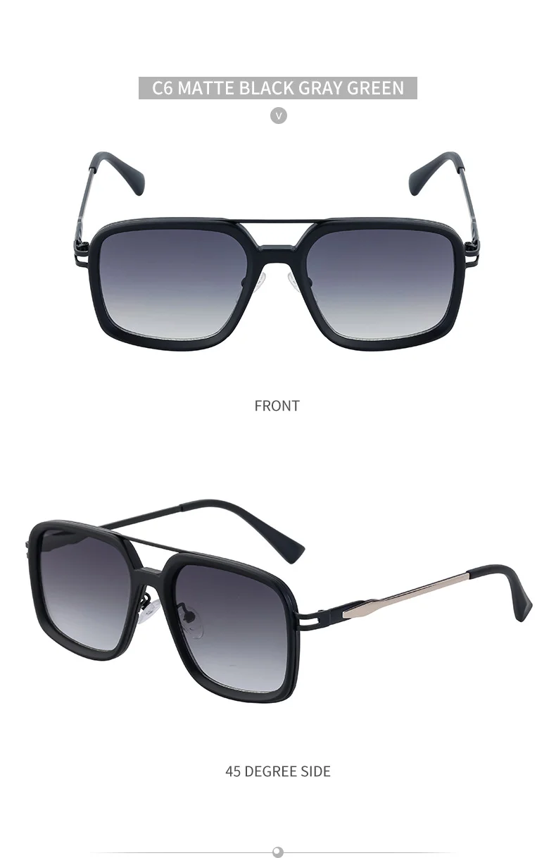 Black PC Men's Premium Retro Square Sunglasses - High-End Polarized Driving Shades Wholesale - Details 23
