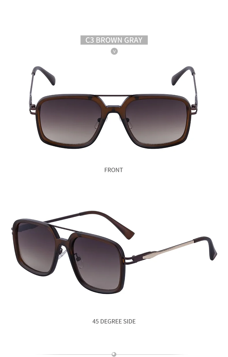 Black PC Men's Premium Retro Square Sunglasses - High-End Polarized Driving Shades Wholesale - Details 26