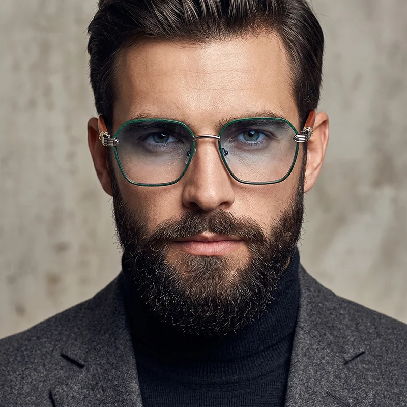 Black Metal Retro Faux Wood Sunglasses - High-End Square Frame Polarized Driving Shades Wholesale - Details 1