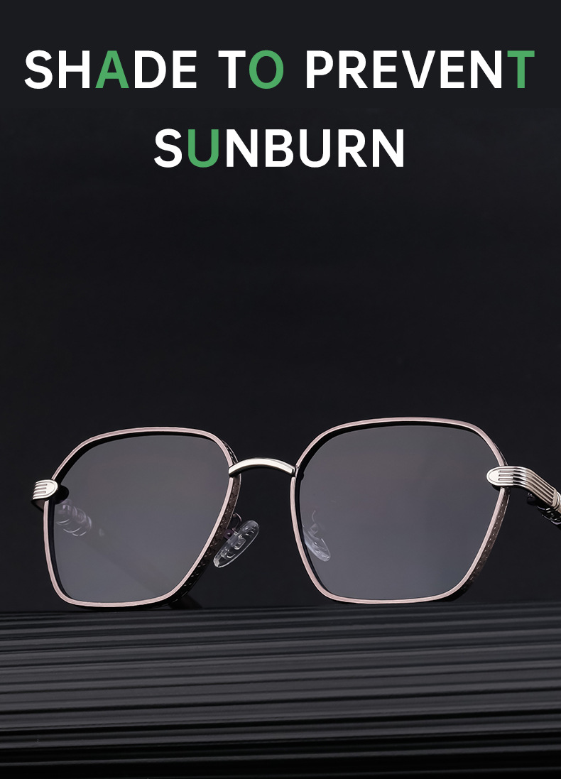 Black Metal Retro Faux Wood Sunglasses - High-End Square Frame Polarized Driving Shades Wholesale - Details 10