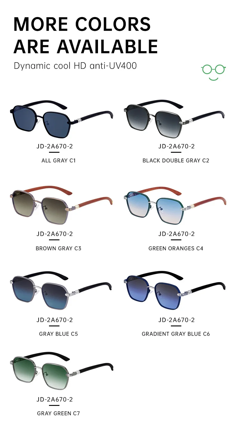 Black Metal Retro Faux Wood Sunglasses - High-End Square Frame Polarized Driving Shades Wholesale - Details 16