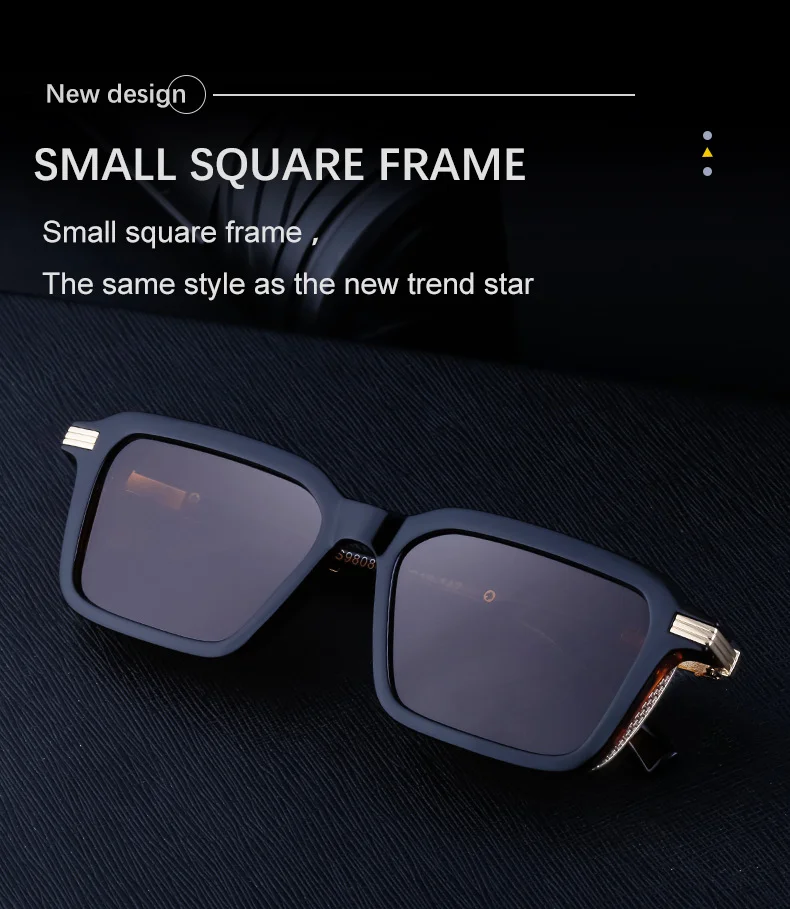 Black Metal Unisex Retro Steampunk Sunglasses - Trendy Small Square Frame Fashion Shades - Details 6