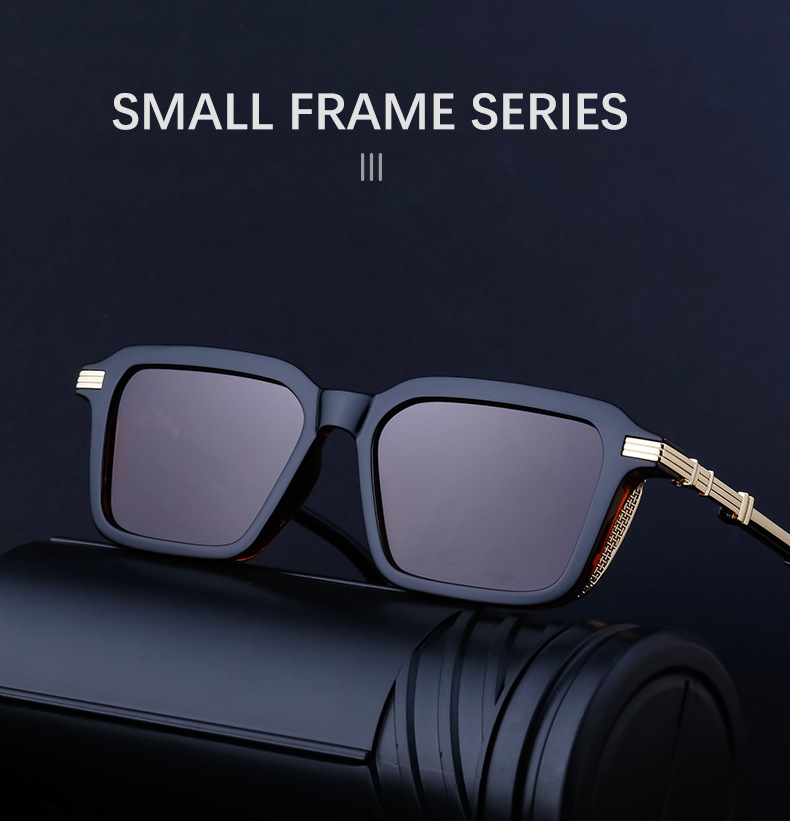 Black Metal Unisex Retro Steampunk Sunglasses - Trendy Small Square Frame Fashion Shades - Details 8