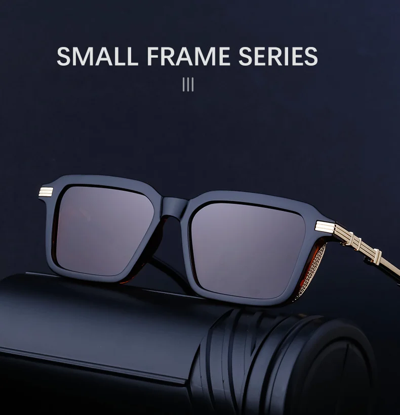 Black Metal Unisex Retro Steampunk Sunglasses - Trendy Small Square Frame Fashion Shades - Details 8