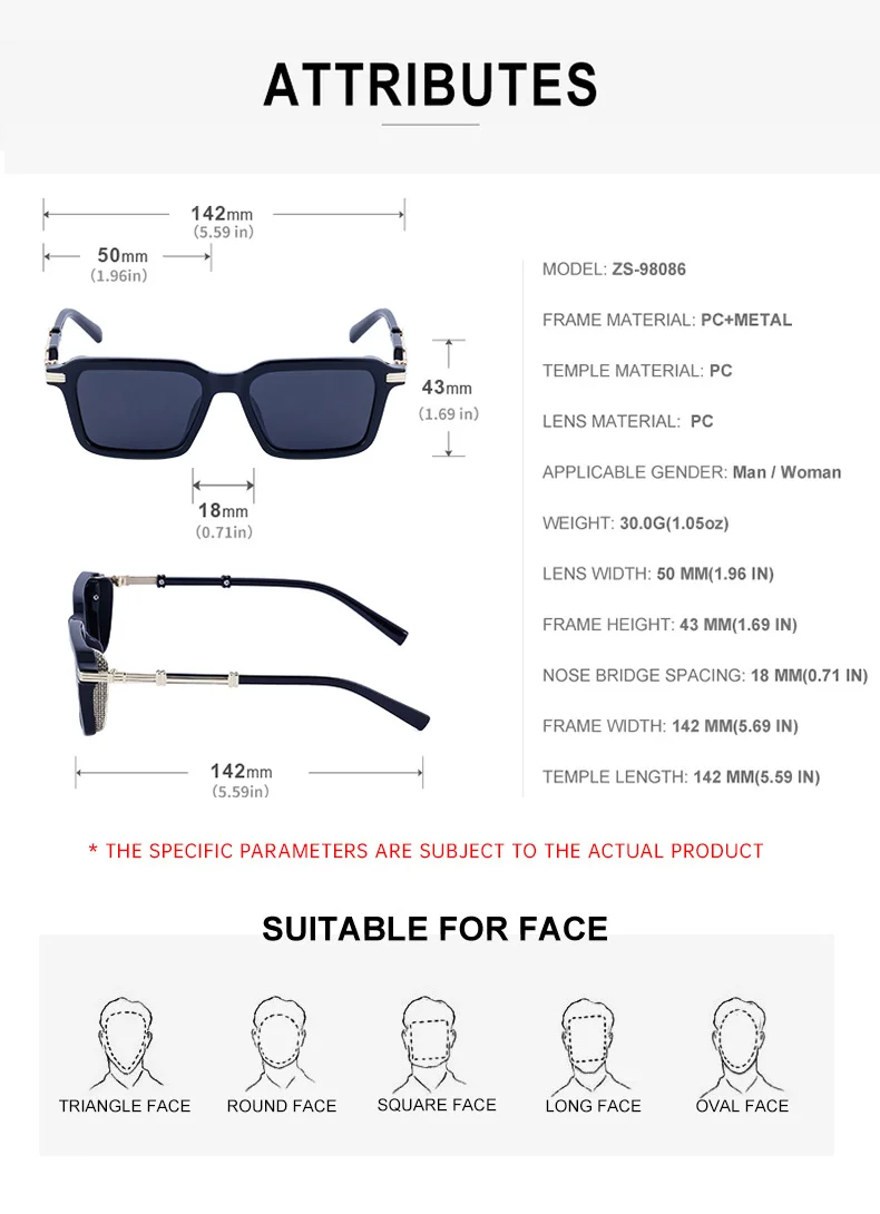 Black Metal Unisex Retro Steampunk Sunglasses - Trendy Small Square Frame Fashion Shades - Details 16