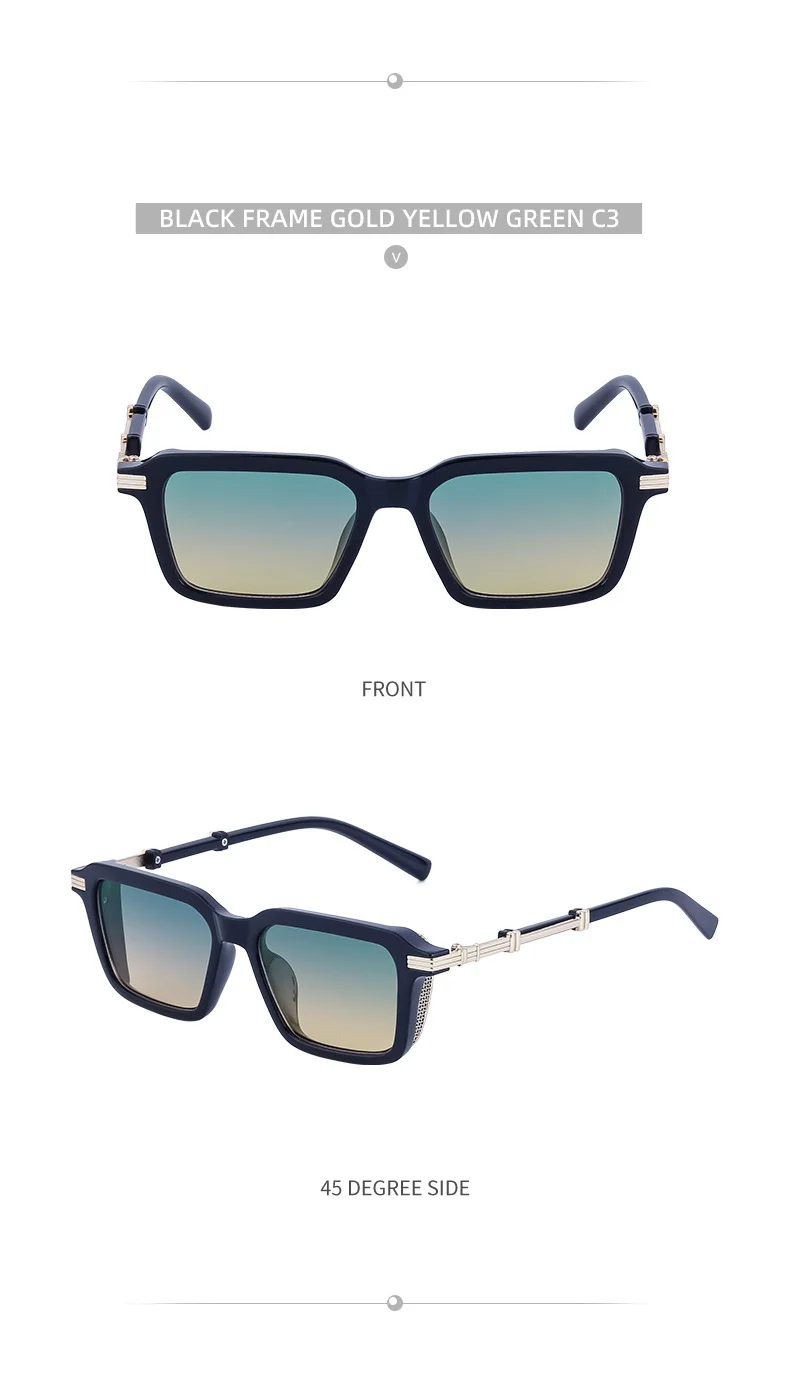 Black Metal Unisex Retro Steampunk Sunglasses - Trendy Small Square Frame Fashion Shades - Details 20