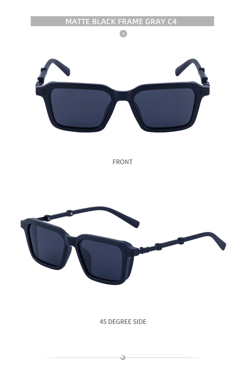 Black Metal Unisex Retro Steampunk Sunglasses - Trendy Small Square Frame Fashion Shades - Details 21