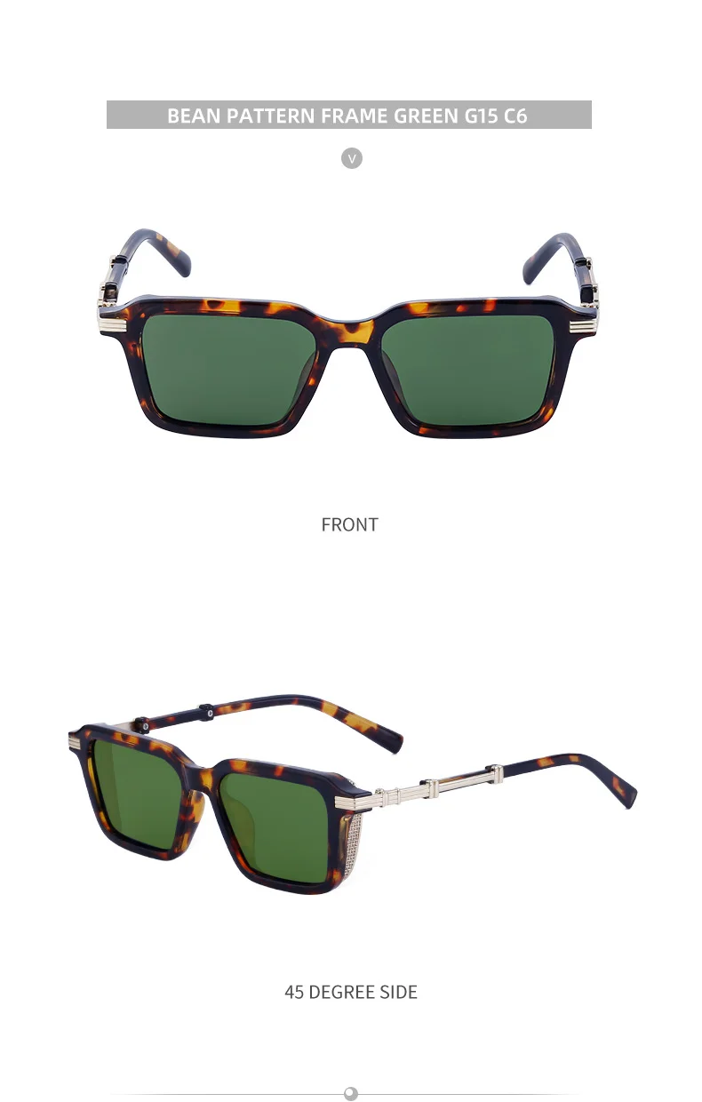 Black Metal Unisex Retro Steampunk Sunglasses - Trendy Small Square Frame Fashion Shades - Details 23
