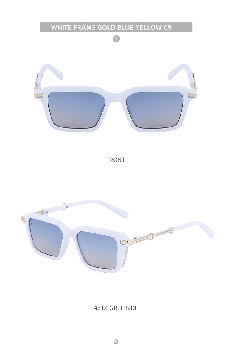 Black Metal Unisex Retro Steampunk Sunglasses - Trendy Small Square Frame Fashion Shades - Details 25