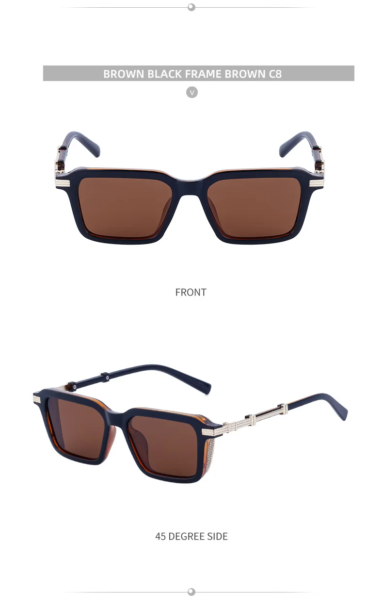 Black Metal Unisex Retro Steampunk Sunglasses - Trendy Small Square Frame Fashion Shades - Details 26