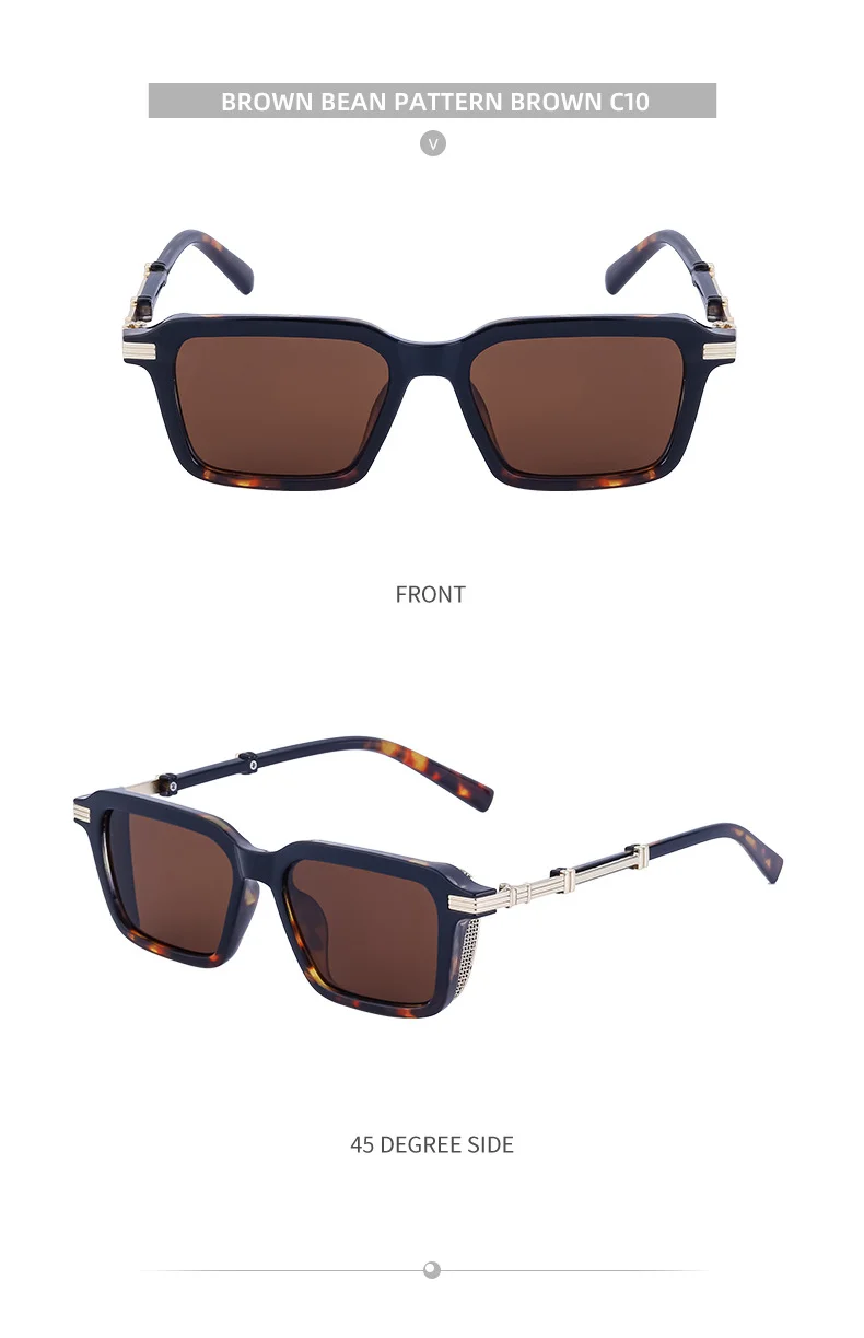 Black Metal Unisex Retro Steampunk Sunglasses - Trendy Small Square Frame Fashion Shades - Details 27