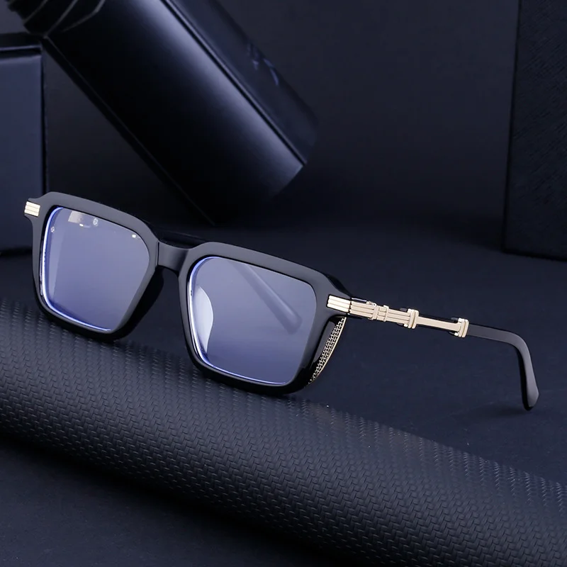 Black Metal Unisex Retro Steampunk Sunglasses - Trendy Small Square Frame Fashion Shades - View 3