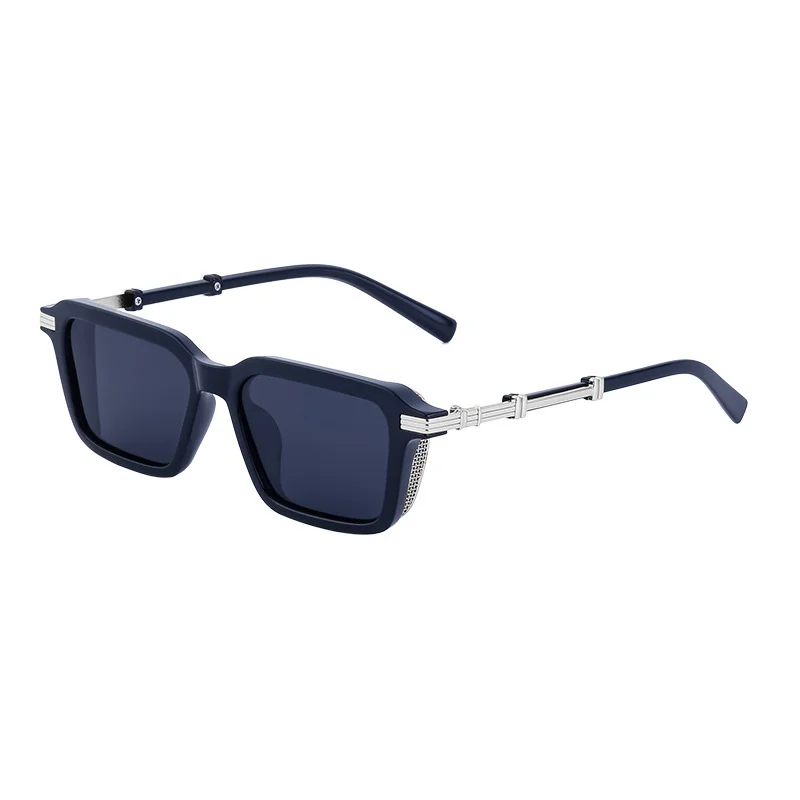 Black Metal Unisex Retro Steampunk Sunglasses - Trendy Small Square Frame Fashion Shades - View 5