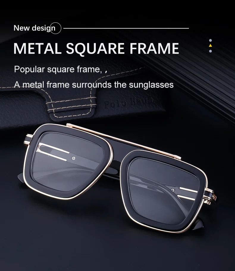 Black PC Unisex Retro Square Sunglasses - Punk Style Trendy Social Media Famous Shades - Details 6