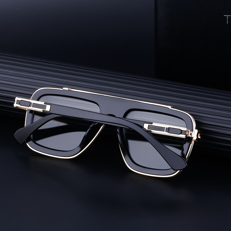 Black PC Unisex Retro Square Sunglasses - Punk Style Trendy Social Media Famous Shades - Details 7