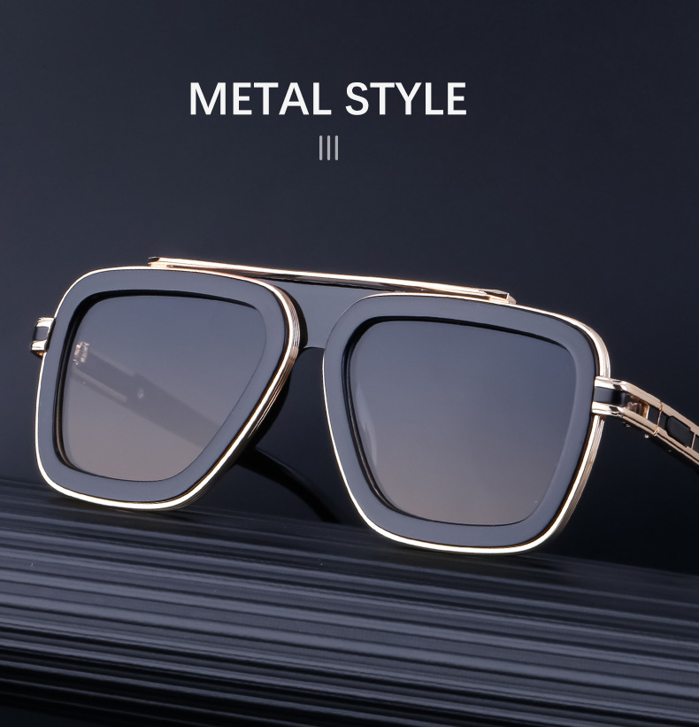Black PC Unisex Retro Square Sunglasses - Punk Style Trendy Social Media Famous Shades - Details 8