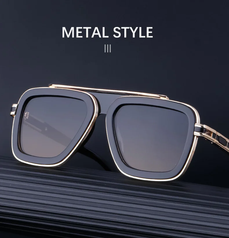 Black PC Unisex Retro Square Sunglasses - Punk Style Trendy Social Media Famous Shades - Details 8