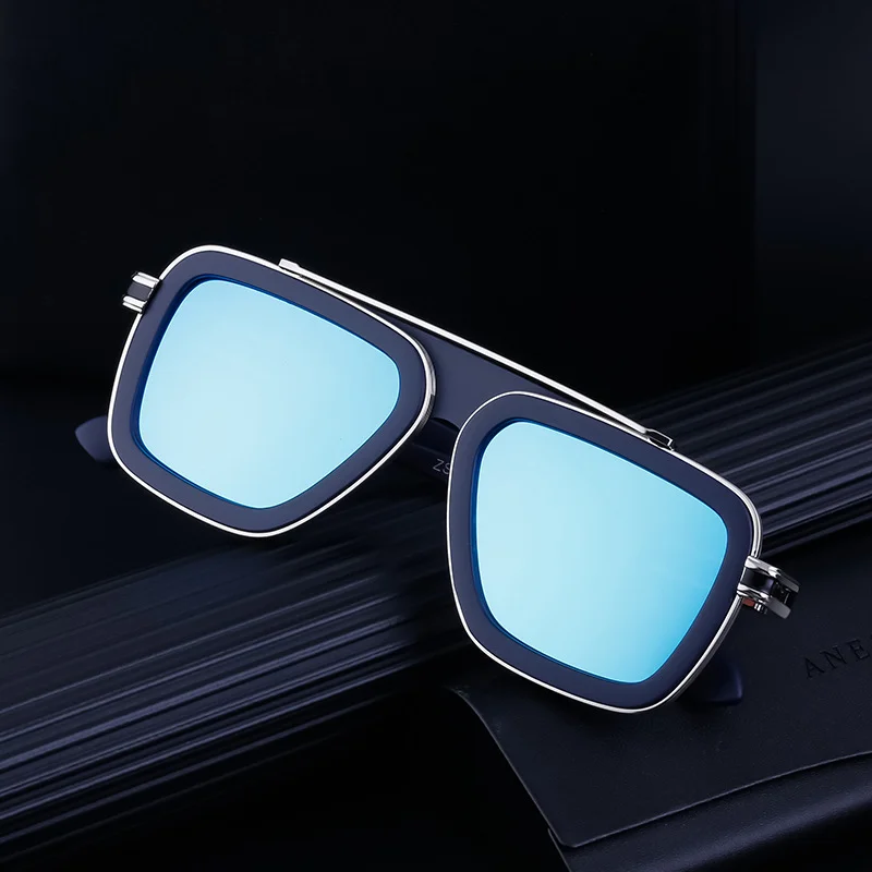 Black PC Unisex Retro Square Sunglasses - Punk Style Trendy Social Media Famous Shades - Details 9
