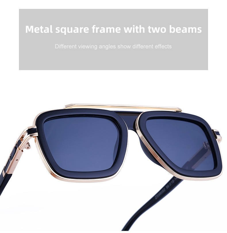 Black PC Unisex Retro Square Sunglasses - Punk Style Trendy Social Media Famous Shades - Details 12