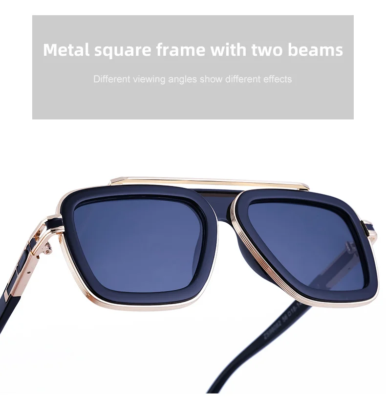 Black PC Unisex Retro Square Sunglasses - Punk Style Trendy Social Media Famous Shades - Details 12