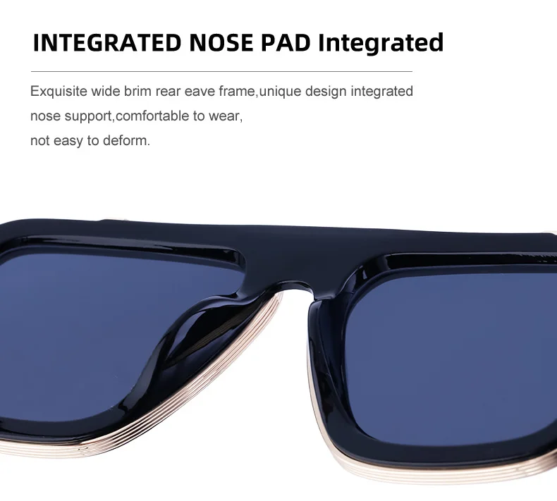 Black PC Unisex Retro Square Sunglasses - Punk Style Trendy Social Media Famous Shades - Details 15