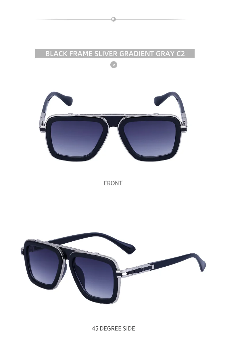 Black PC Unisex Retro Square Sunglasses - Punk Style Trendy Social Media Famous Shades - Details 20