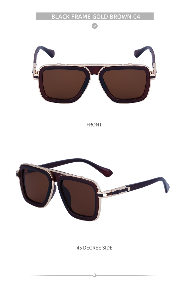 Black PC Unisex Retro Square Sunglasses - Punk Style Trendy Social Media Famous Shades - Details 22