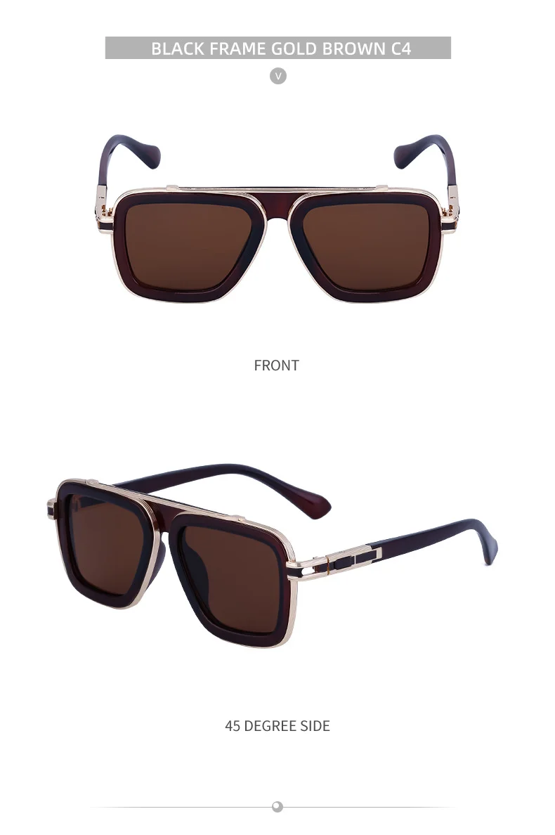 Black PC Unisex Retro Square Sunglasses - Punk Style Trendy Social Media Famous Shades - Details 22