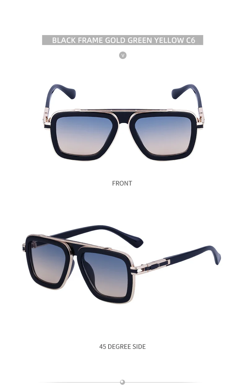 Black PC Unisex Retro Square Sunglasses - Punk Style Trendy Social Media Famous Shades - Details 24