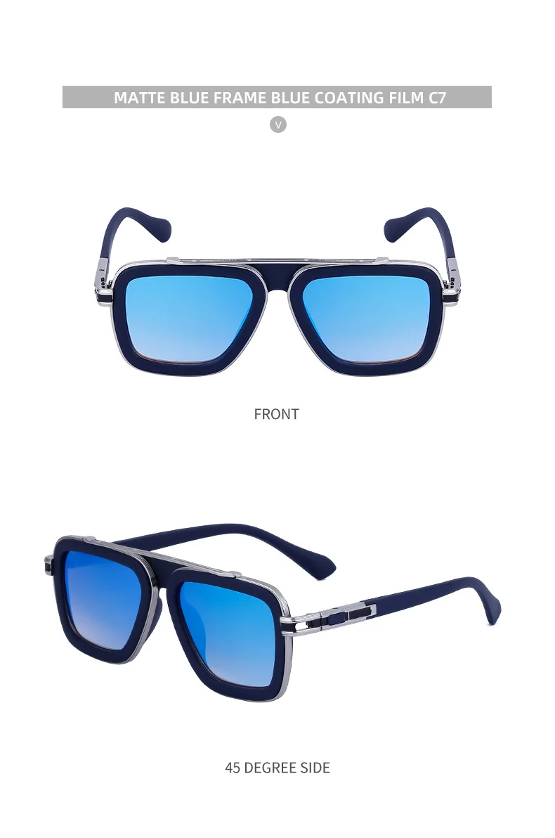 Black PC Unisex Retro Square Sunglasses - Punk Style Trendy Social Media Famous Shades - Details 25