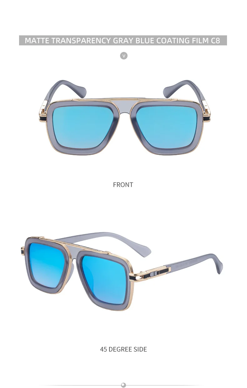 Black PC Unisex Retro Square Sunglasses - Punk Style Trendy Social Media Famous Shades - Details 26