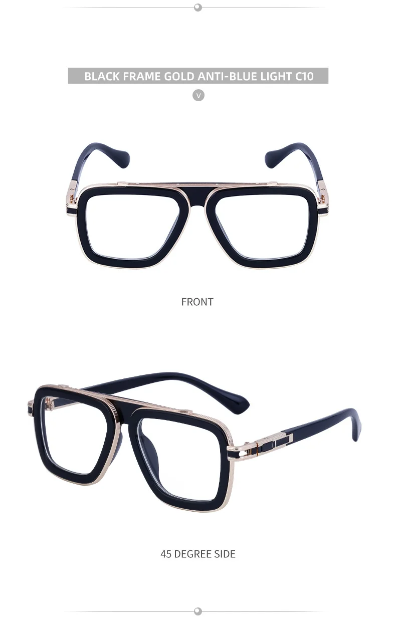 Black PC Unisex Retro Square Sunglasses - Punk Style Trendy Social Media Famous Shades - Details 27