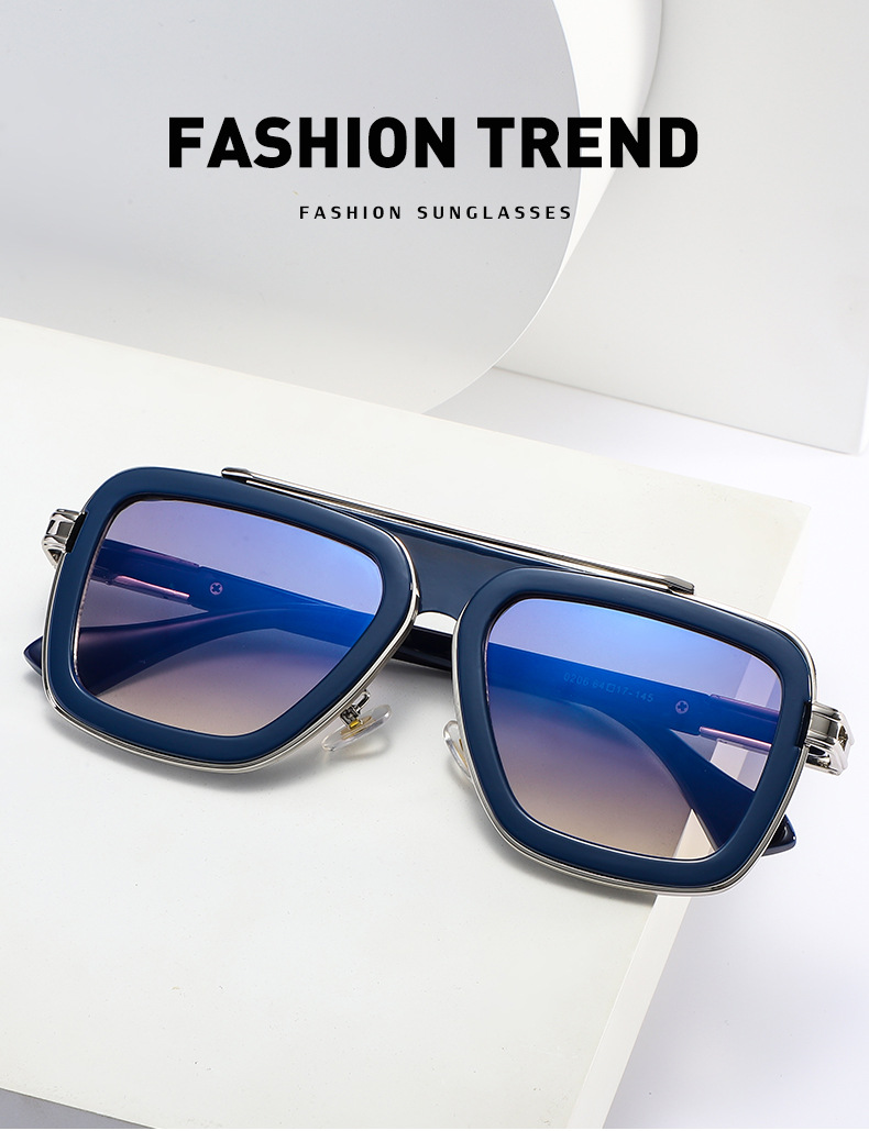 Black PC Unisex Retro Square Sunglasses - Punk Style Trendy Social Media Famous Shades - Details 28