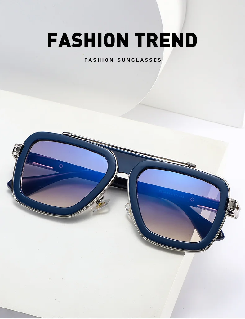 Black PC Unisex Retro Square Sunglasses - Punk Style Trendy Social Media Famous Shades - Details 28