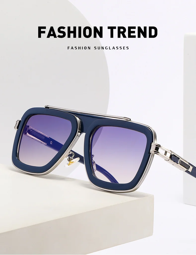 Black PC Unisex Retro Square Sunglasses - Punk Style Trendy Social Media Famous Shades - Details 30