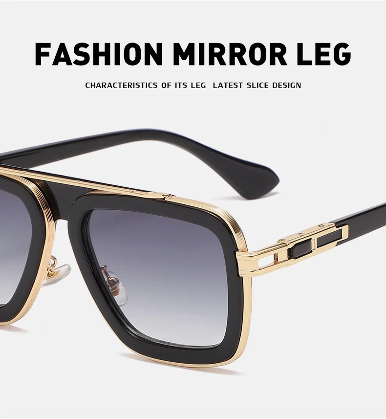 Black PC Unisex Retro Square Sunglasses - Punk Style Trendy Social Media Famous Shades - Details 32